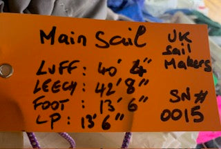 Main - UK Sail Makers - $600.00 - (Sku=0015, LU=40.34', LE=42.66', FT=13,5', LP=13.55')