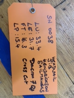 RF Genoa - Hendrickson Sailmakers - $550.00 - (Sku=0038, LU=33.4', LE=31.7', FT=16.3', LP=15.4')