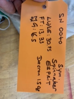 Spinnaker - Esprit - $100.00 - (Sku=0040, LU=30.75', LE=30.75', FT=13.33', LP=16.4')