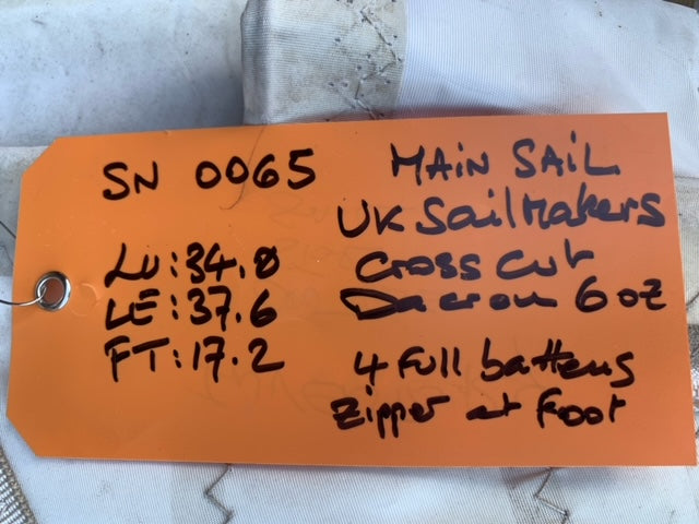 Main - UK Sail Makers - $600.00 - (Sku=0065, LU=34.0', LE=37.6', FT=17.2', LP=')