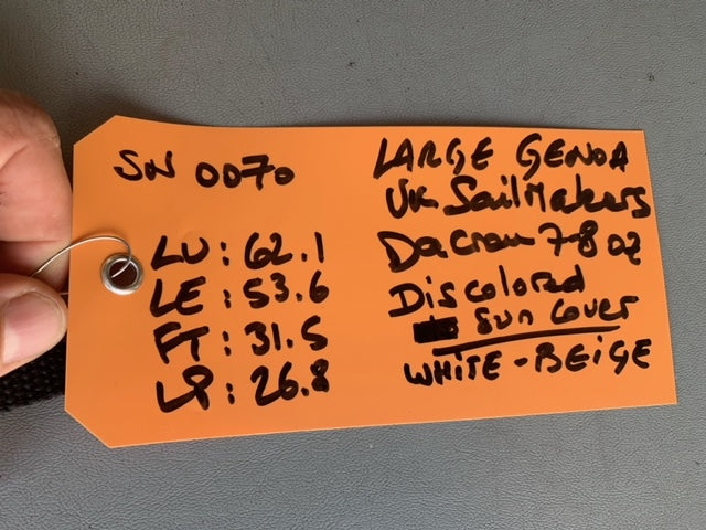 Genoa - UK Sailmakers - $1,600.00 - (Sku=0070, LU=62.1', LE=53.6', FT=31.5', LP=26.8')