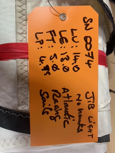 Jib - Atlantic Racing Sails - $150.00 - (Sku=0074, LU=14', LE=13', FT=5', LP=4.75')