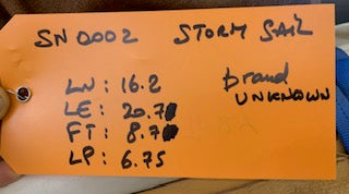 Storm Trysail - N/A - $275.00 - (Sku=0002, LU=16.2', LE=20.7', FT=8.7', LP=6.75')