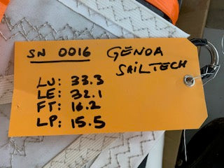 Genoa - Sail Technologies - $1,000.00 - (Sku=0016, LU=33.3', LE=32.1', FT=16.2', LP=15.5')