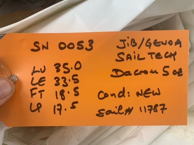 Genoa - Sail Technologies - $100.00 - (Sku=0053, LU=35.0', LE=33.5', FT=18.5', LP=17.5')