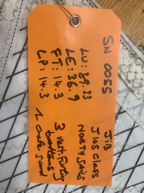 Jib - North Sails - $100.00 - (Sku=0055, LU=39.33', LE=36.9', FT=14.3', LP=14.3')