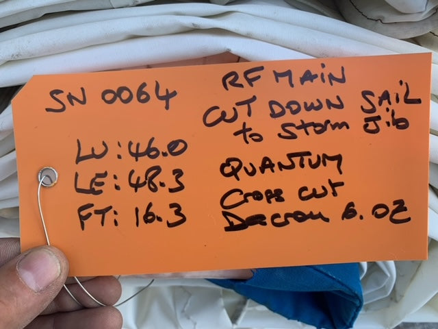 Main - UK Sail Makers - $100.00 - (Sku=0064, LU=34.0', LE=37.6', FT=17.2', LP=')