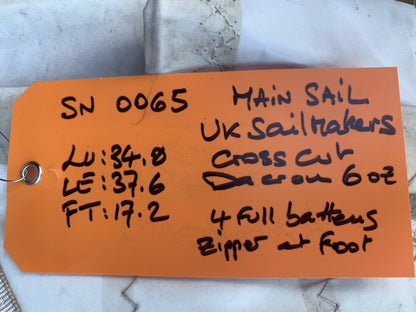 Main - UK Sail Makers - $600.00 - (Sku=0065, LU=34.0', LE=37.6', FT=17.2', LP=')