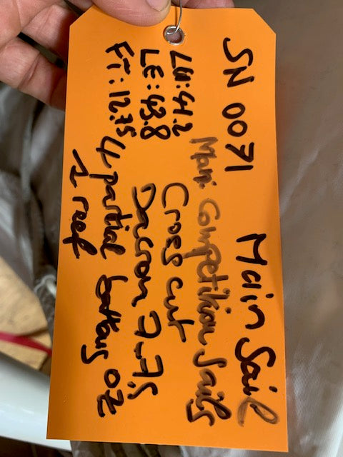 Main - Competition Sails - $100.00 - (Sku=0071, LU=41.2', LE=43.8', FT=12.75', LP=')